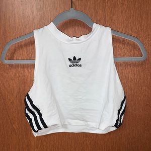 Cropped white with black stripes Adidas short!